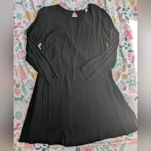 Black Long Sleeve Tunic Dress Shirt